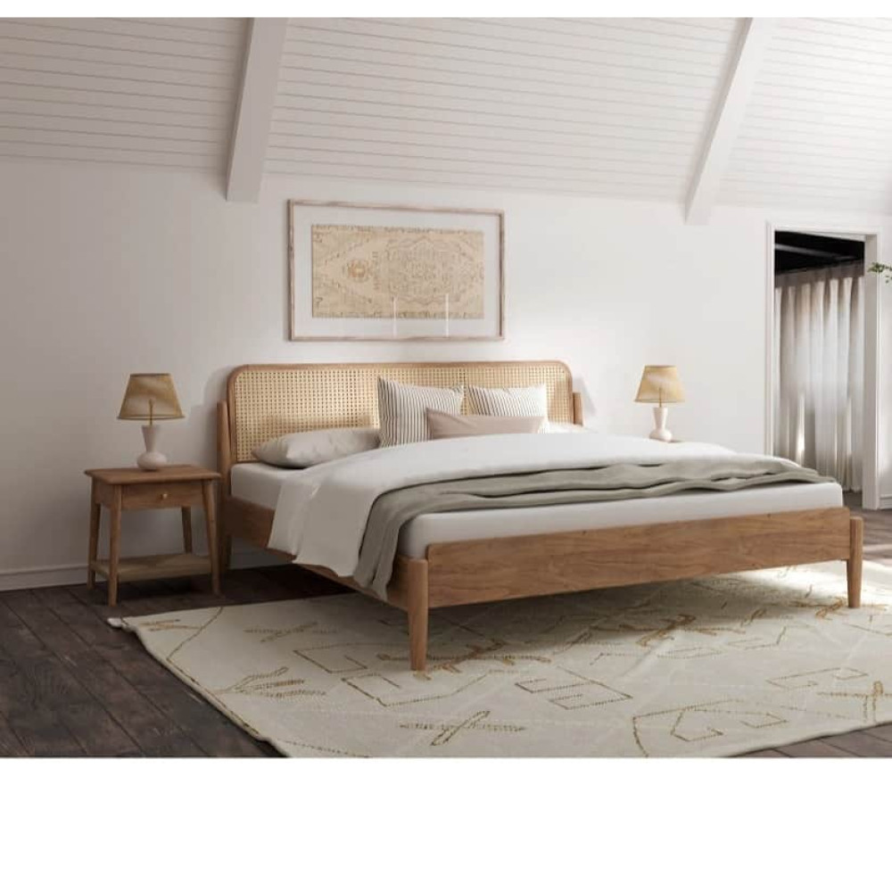 Image of Cane King Size Bed Without Storage