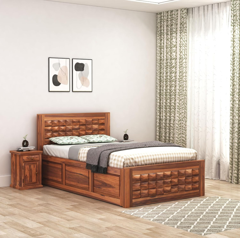 Image of Diamond Sheesham Wood Single Bed
