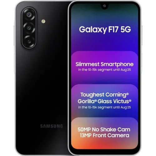 Samsung Galaxy F17 5G 6GB RAM 128GB Storage 6x OS Upgrades AMOLED Display Corning Gorilla Glass Victus IP54 2026 Model Neo Black