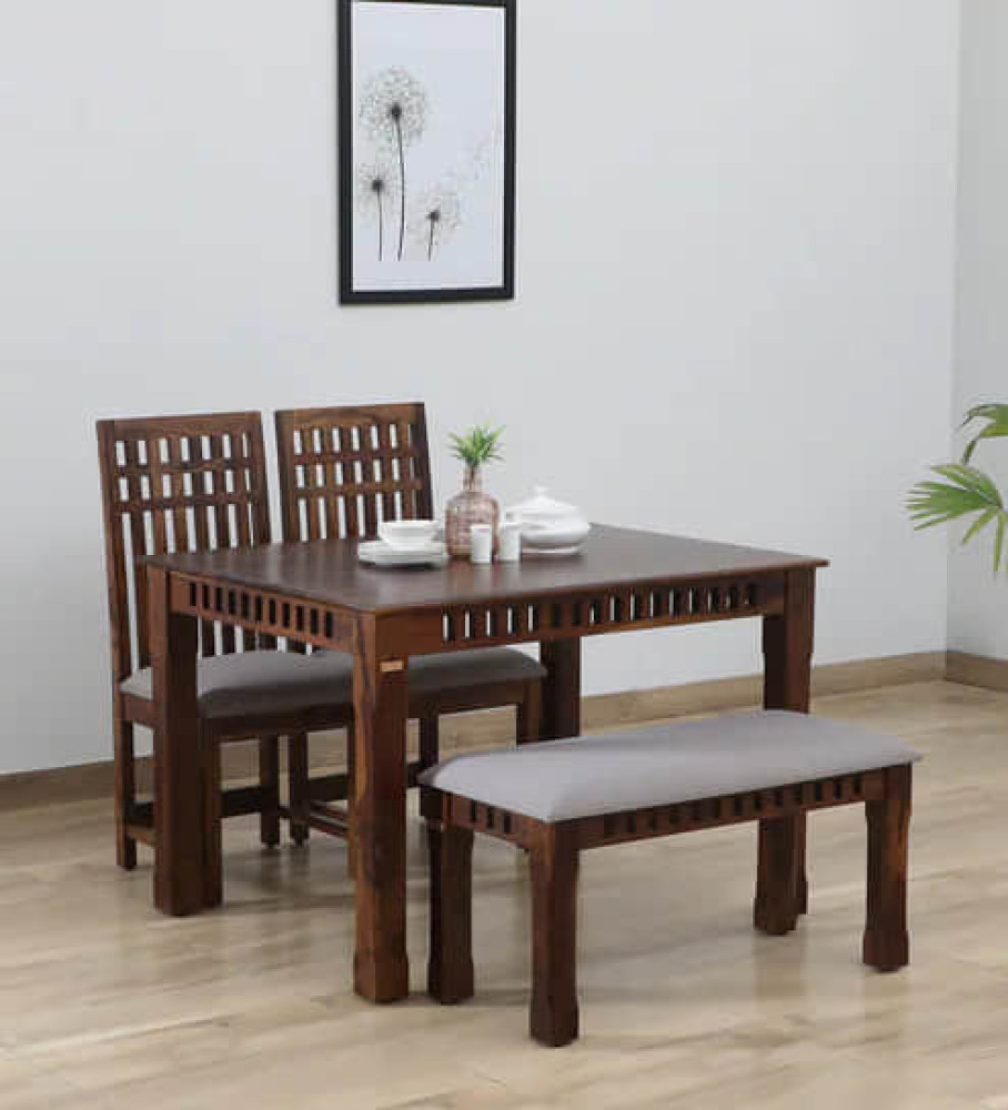 Image of Foster Sheesham Wood 4 Seater Dining Set