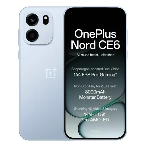 OnePlus Nord CE6 5G 8GB RAM 128GB Storage Snapdragon 7s Gen 4 8000mAh Battery 50MP Camera Fresh Blue