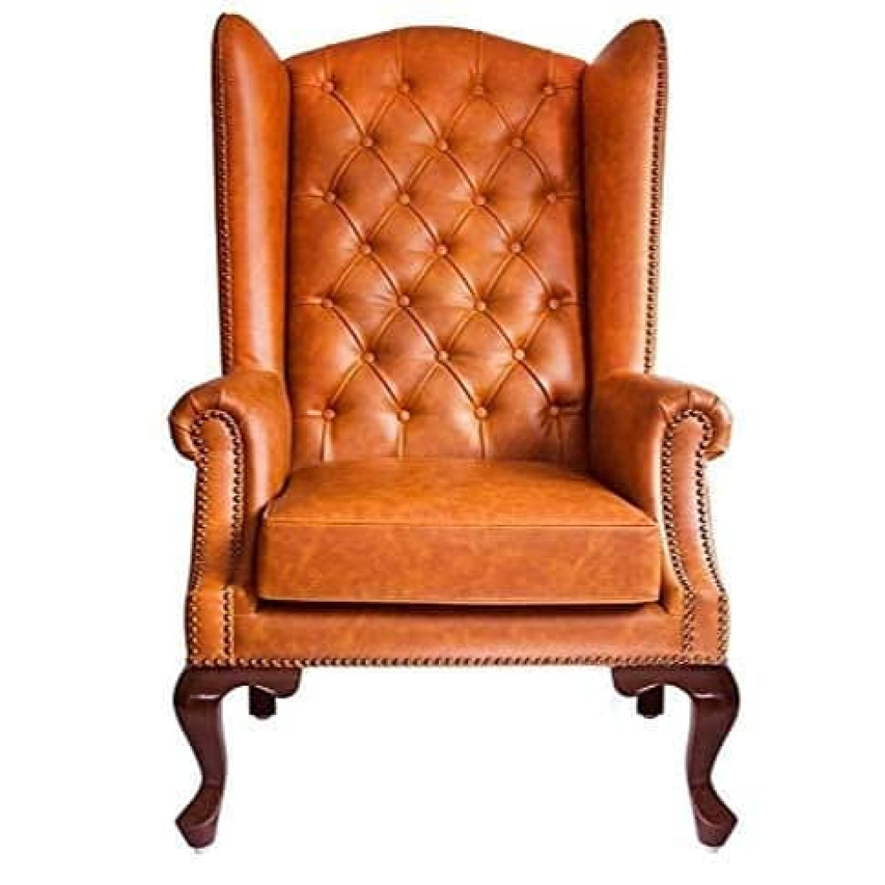 Image of Gabardine Leatherette Wing Chair