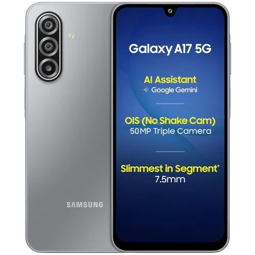 Samsung Galaxy A17 5G 8128GB 67 inch Super AMOLED Display 50MP Triple Camera 5000mAh Battery Exynos 1330 Processor IP54 Water-Dust Resistance Android 15 One UI 70 2026 Model Grey