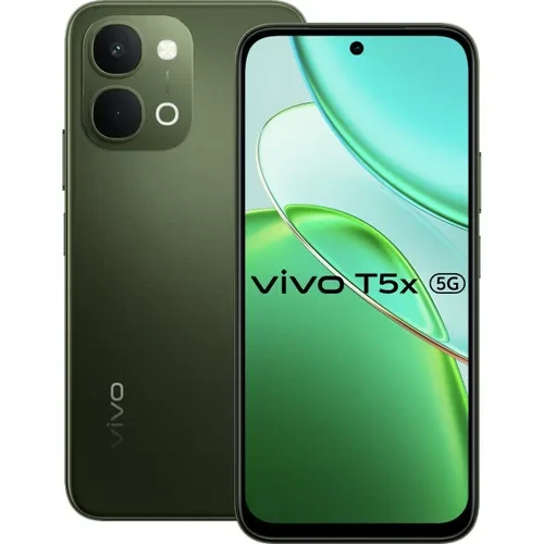 vivo T5x 5G 8GB RAM 128GB Storage MediaTek Dimensity 7400  7200 mAh Battery  Reverse Charging  Cyber Green