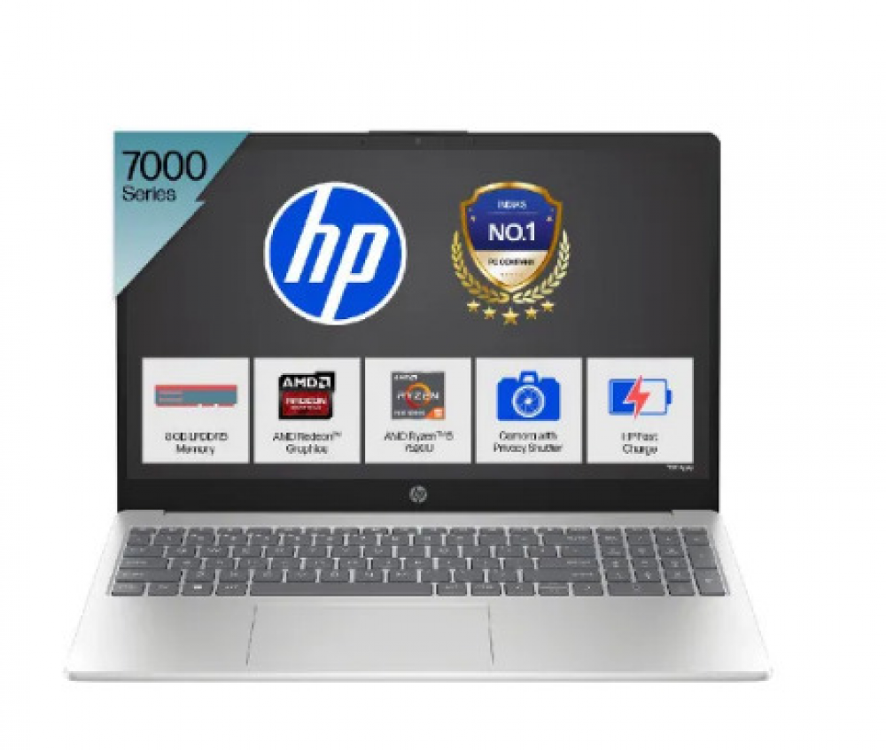 Image of HP Thin &amp; Light Laptop (AMD Ryzen 5-7520U/ 8GB LPDDR5 RAM/ 512GB SSD/ 15.6 Inch (39.62 cm) FHD Display/ AMD Radeon Graphics/ Windows 11/ MS-Office) 15-fc0155AU