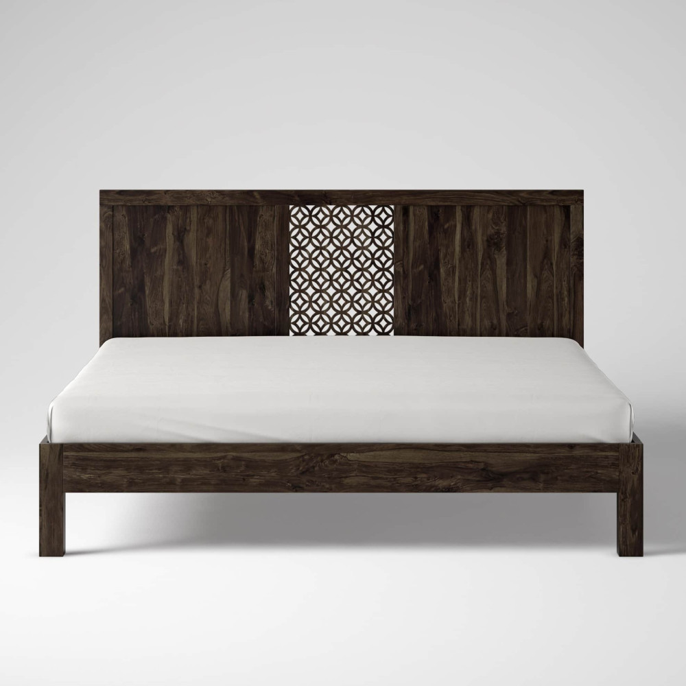 Image of Huron Pure Sheesham Wooden Queen Size Bed