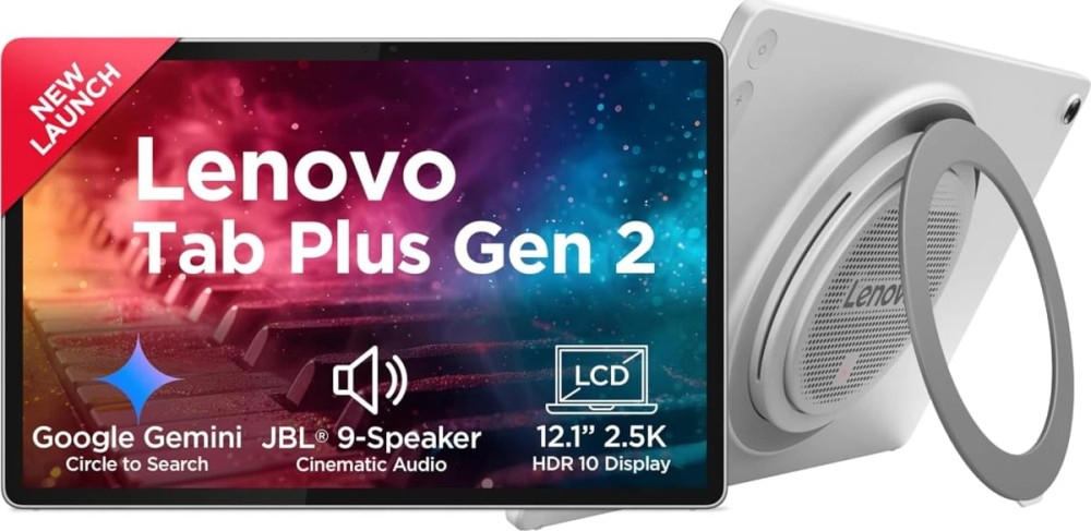 Image of Lenovo Tab Plus Gen 2 12.1-inch (30.73 cm) | 8GB RAM, 256GB | Wi-Fi + Clear Case | Celestial White (ZAHT0000IN)