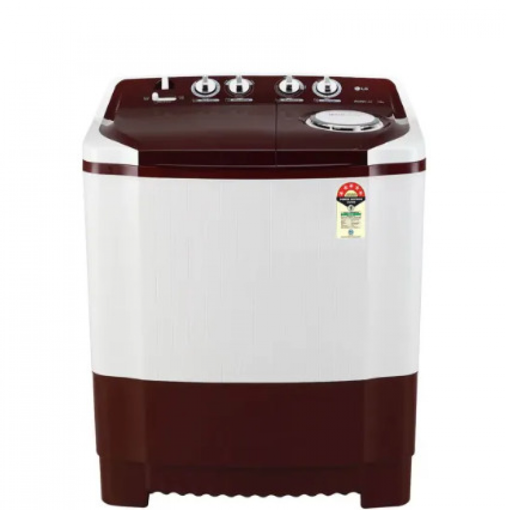 Image of LG 7.5 KG 5 Star Semi Automatic Top Load Washing Machine | Wind Jet Dry | Roller Jet Pulsator | Lint Collector | 3 Wash Programs (P7510RRAZ, Burgundy)