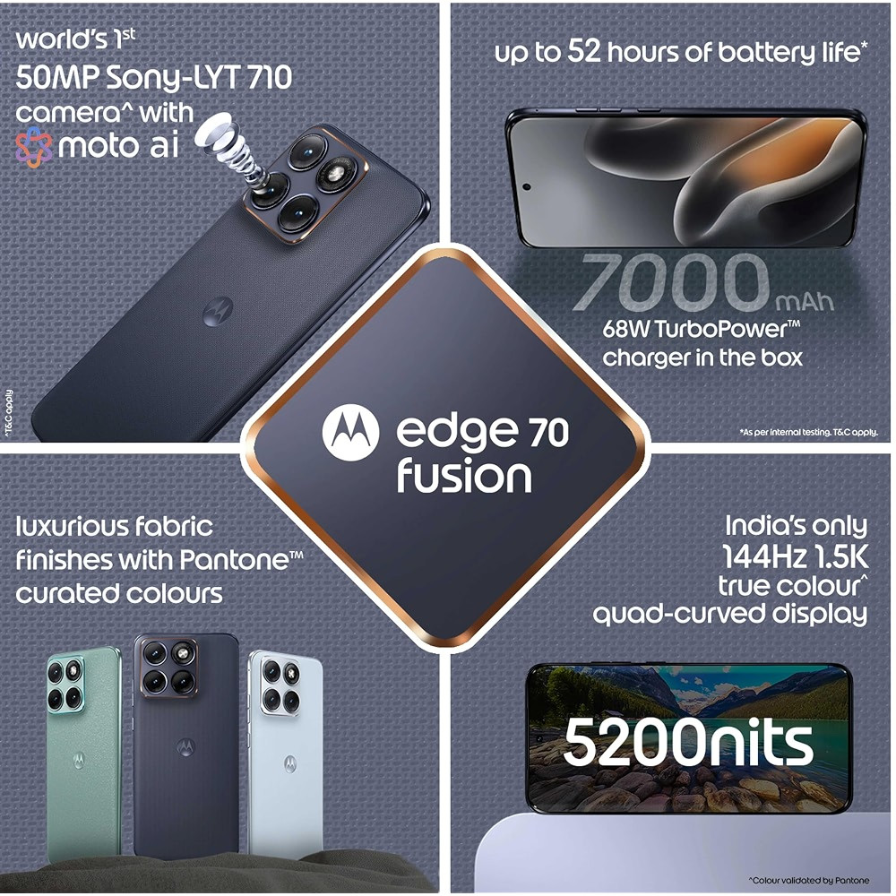 Image of Motorola Edge 70 Fusion 5G (8GB RAM, 128GB Storage) - Silhouette