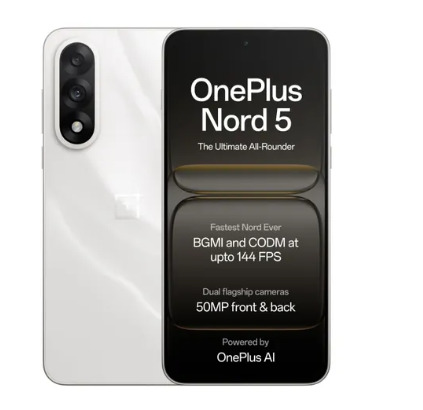 Oneplus Nord 5 5G 12GB RAM 256GB Storage Marble Sands  Snapdragon 8s Gen 3  6800 mAh Battery  Lifetime Display Warranty