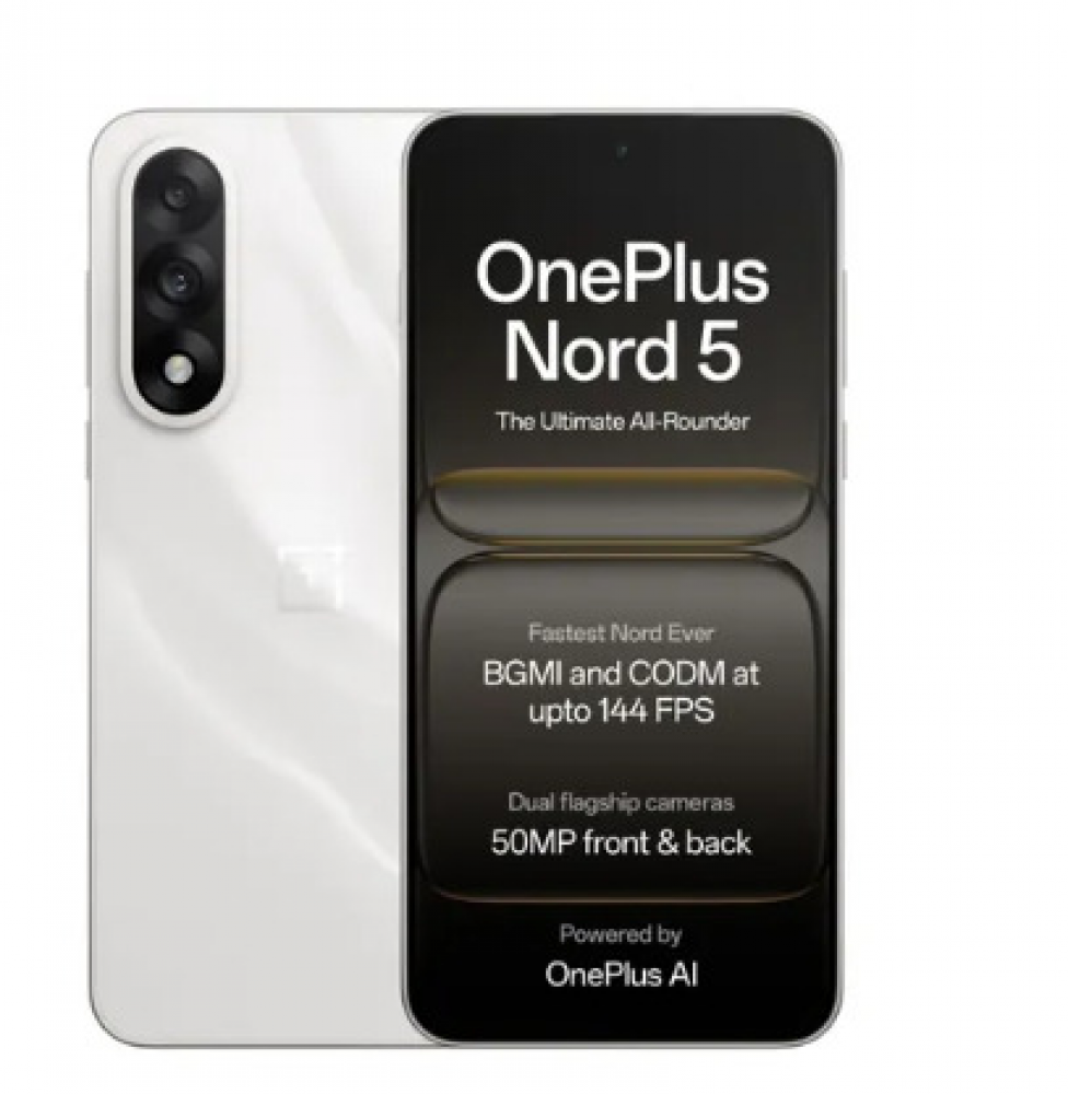 Image of Oneplus Nord 5 5G (8GB RAM, 256GB Storage) Marble Sands | Snapdragon 8s Gen 3 | 6800 mAh Battery | Lifetime Display Warranty
