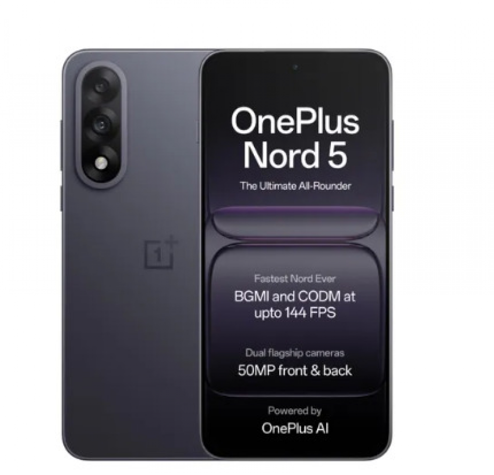 Image of Oneplus Nord 5 5G (8GB RAM, 256GB Storage) Phantom Grey | Snapdragon 8s Gen 3 | 6800 mAh Battery | Lifetime Display Warranty