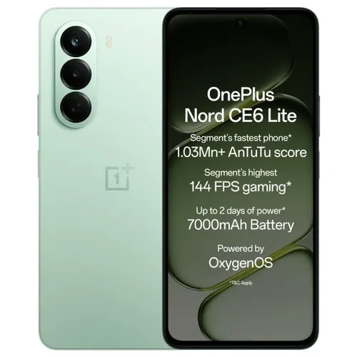 OnePlus Nord CE6 Lite 8GB RAM 256GB Storage MediaTek Dimensity 7400 7000 mAh Battery Reverse Charging Support Vivid Mint