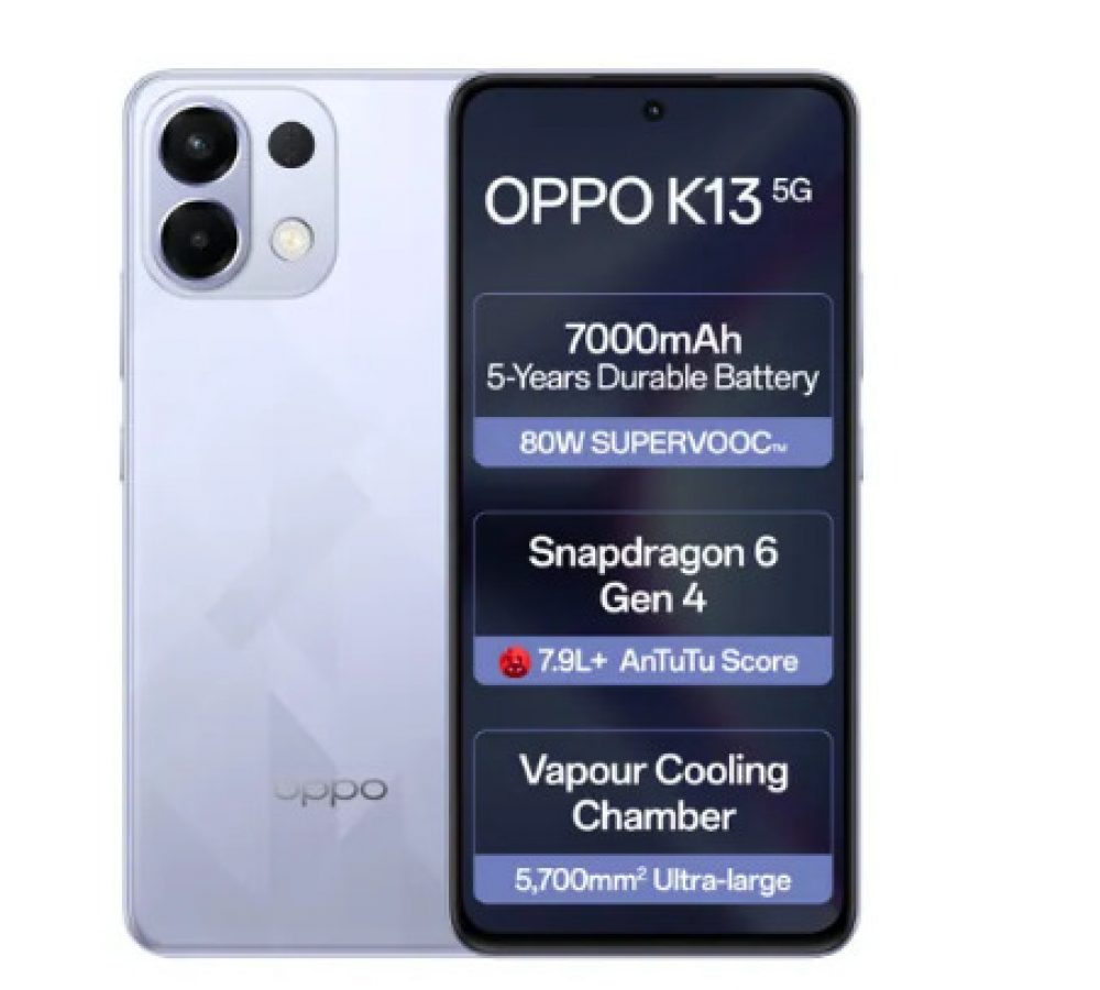 Image of Oppo Mobile K13 5G (8GB RAM, 128GB Storage) Icy Purple