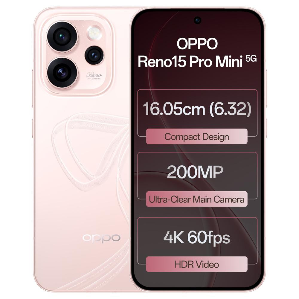 OPPO Reno 15 Pro Mini 5G 12GB RAM 256GB Storage - Crystal Pink