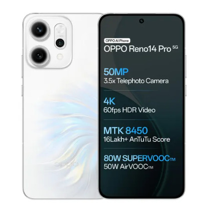 Oppo Reno14 Pro 5G 12GB RAM 256GB Storage Pearl White