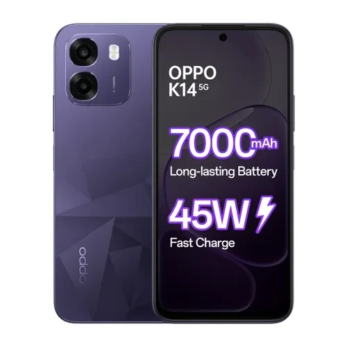 OPPO K14 5G 6GB RAM 256GB Storage Dimensity 6300 7000mAh Battery 120Hz Display Prism Violet