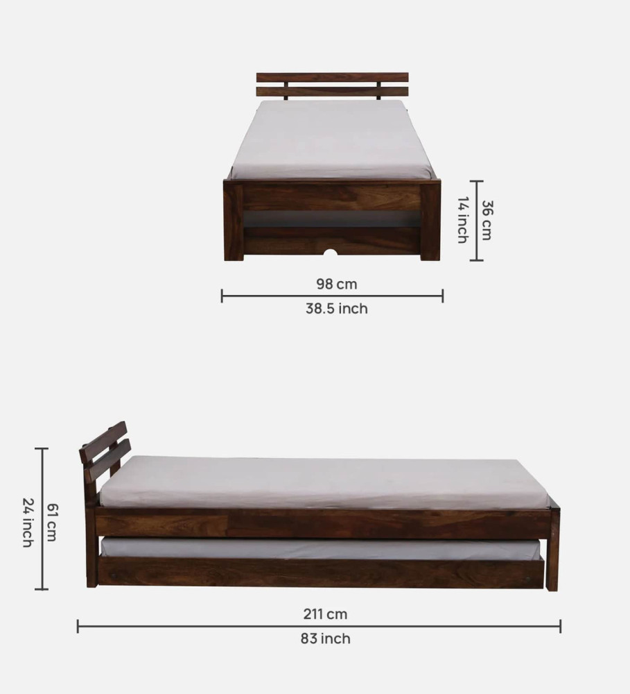Image of Pure Sheesham Wooden Single Bed