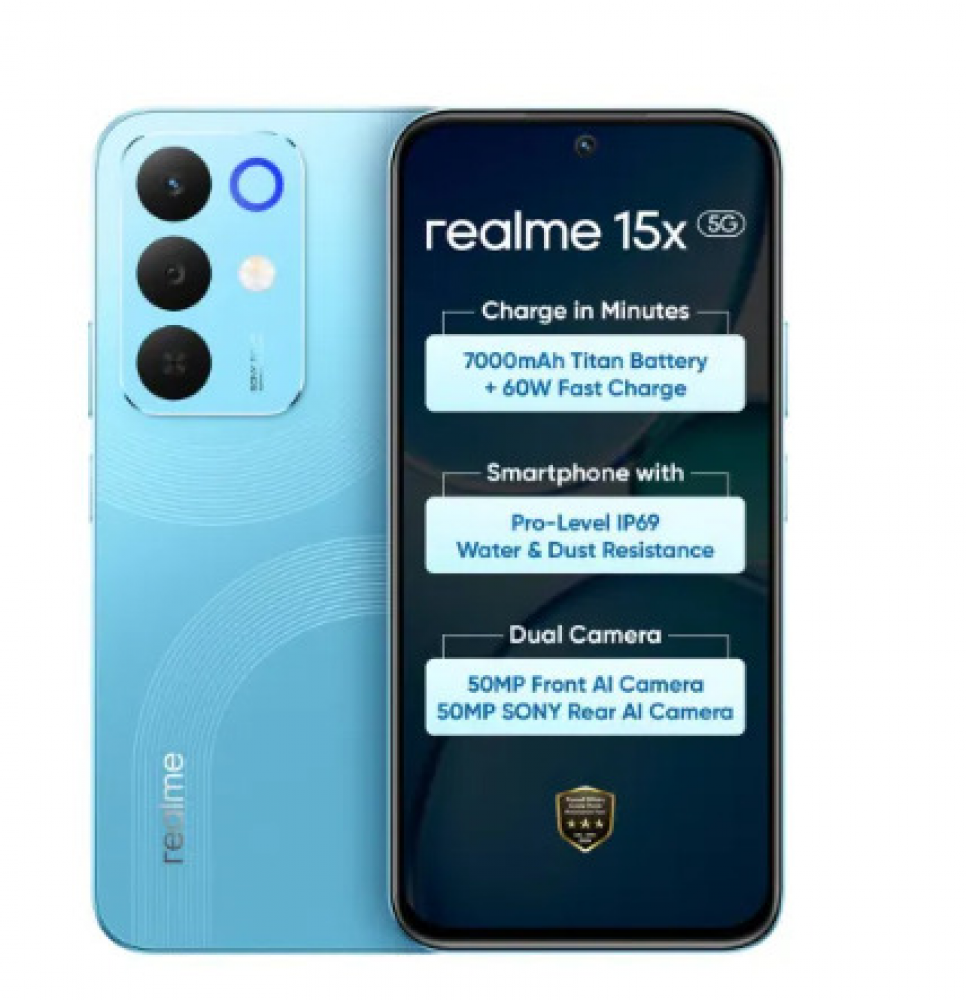 Image of realme 15x 5G (6GB RAM/128GB Storage) Aqua Blue