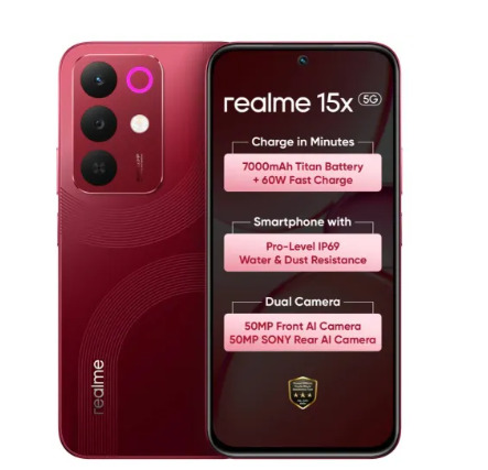 realme 15x 5G 6GB RAM128GB Storage Maroon Red
