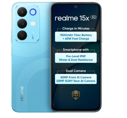 realme 15x 5G 8GB RAM128GB Storage Aqua Blue