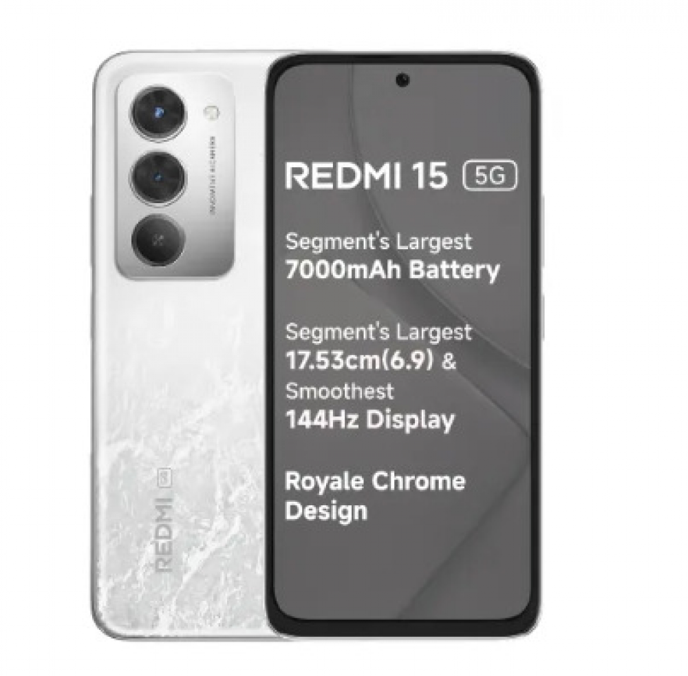 Image of Redmi 15 5G (6GB RAM/128GB Storage) Frosted White | Snapdragon 6s Gen 3 | 7000mAh Battery with 33W Fast Charging | 50MP AI Dual Rear Camera