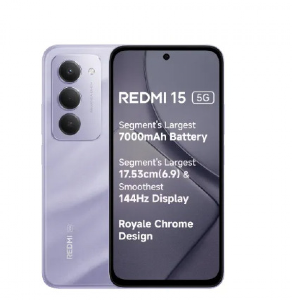Image of Redmi 15 5G (6GB RAM/128GB Storage) Sandy Purple | Snapdragon 6s Gen 3 | 7000mAh Battery with 33W Fast Charging | 50MP AI Dual Rear Camera