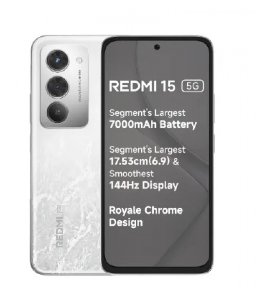 Image of Redmi 15 5G (8GB RAM/128GB Storage) Frosted White | Snapdragon 6s Gen 3 | 7000mAh Battery with 33W Fast Charging | 50MP AI Dual Rear Camera