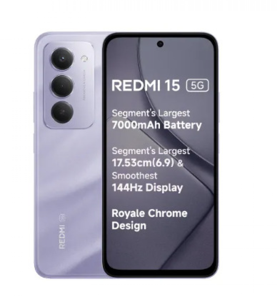 Image of Redmi 15 5G (8GB RAM/128GB Storage) Sandy Purple | Snapdragon 6s Gen 3 | 7000mAh Battery with 33W Fast Charging | 50MP AI Dual Rear Camera