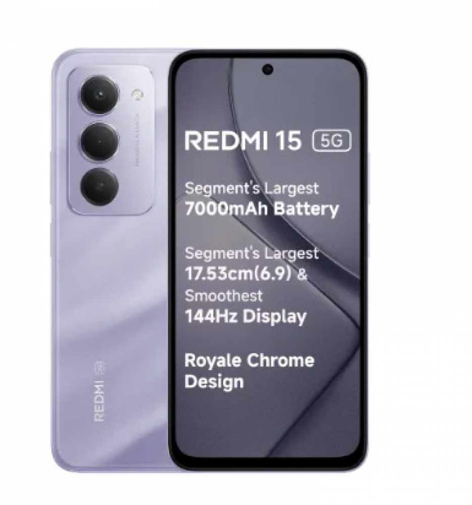 Image of Redmi 15 5G (8GB RAM/256GB Storage) Sandy Purple | Snapdragon 6s Gen 3 | 7000mAh Battery with 33W Fast Charging | 50MP AI Dual Rear Camera