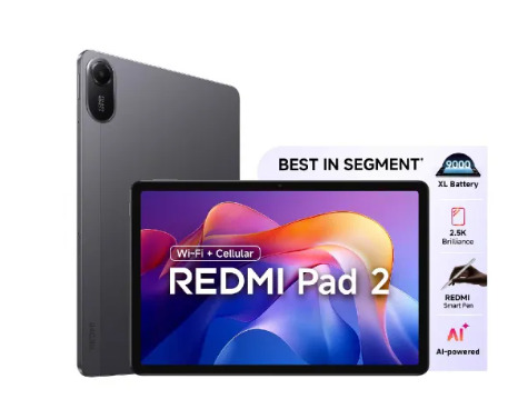 Redmi Pad 2 Android 15 Tab 11 Inch 2794 cm 25K Crystal Clear IPS Display MediaTek Helio G100-Ultra 6GB RAM 128GB Storage 8MP Rear 5MP Front Camera Xiaomi HyperOS 2 Wi-Fi Cellular Graphite Grey