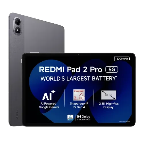 Redmi Pad 2 Pro 5G Tab 121 Inch 3073 cm 25K crystal-clear Display Xiaomi HyperOS 2 8GB RAM  256GB Storage 13MP Rear  8MP Front Camera 12000mAh typ Battery Dolby Atmos Wi-Fi  Cellular Graphite Gray