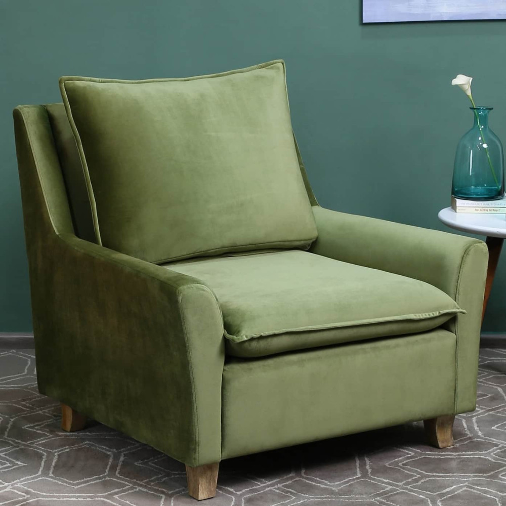 Image of Royal Alma Lounge Chair In Olive Green Color
