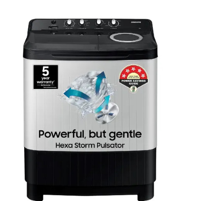 Samsung 8 KG 5 Star Semi Automatic Top Load Washing Machine Air Turbo Drying Dual Magic Filter Rust Proof Body WT80C4200GGTL Dark Gray