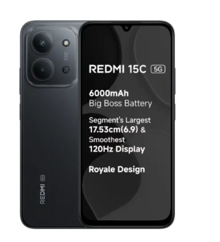 Image of Redmi Mobile 15C 5G (4GB RAM, 128GB Storage) | Dimensity 6300 | 6000mAh Battery | IP64 Rating | Black