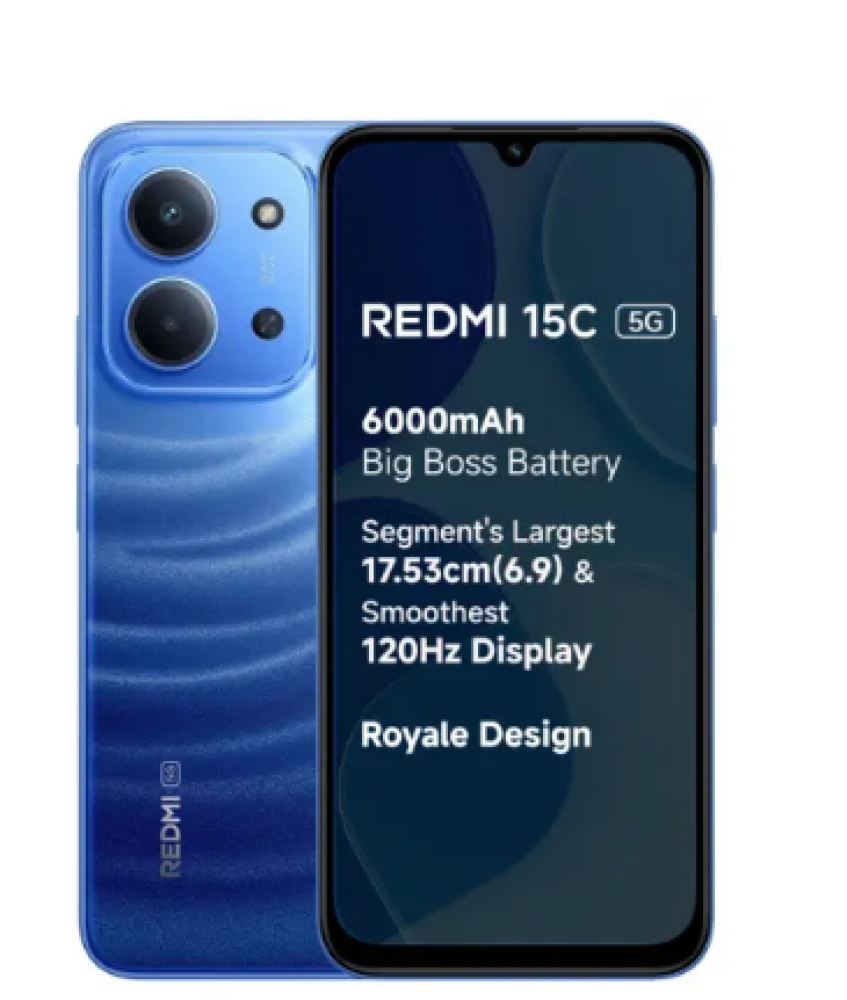 Image of Redmi Mobile 15C 5G (4GB RAM, 128GB Storage) | Dimensity 6300 | 6000mAh Battery | IP64 Rating | Blue