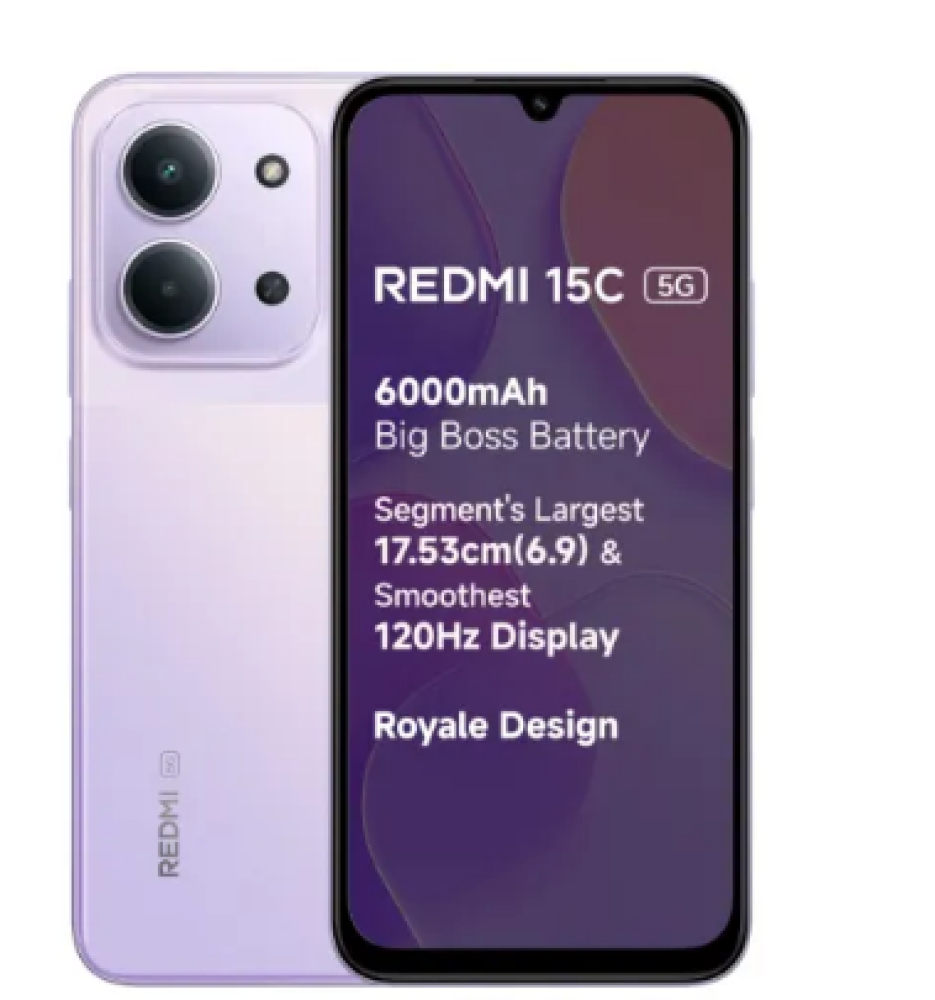 Image of Redmi Mobile 15C 5G (4GB RAM, 128GB Storage) | Dimensity 6300 | 6000mAh Battery | IP64 Rating | Purple