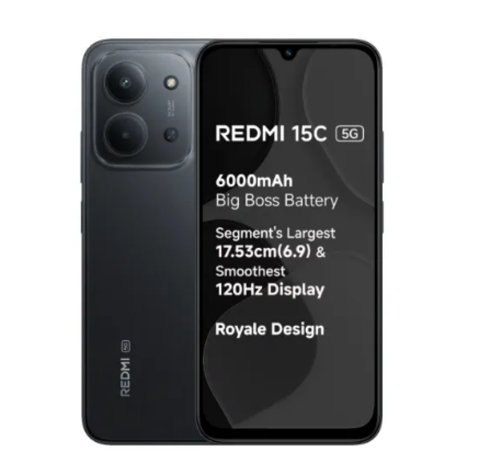 Image of Redmi Mobile 15C 5G (8GB RAM, 128GB Storage) | Dimensity 6300 | 6000mAh Battery | IP64 Rating | Black