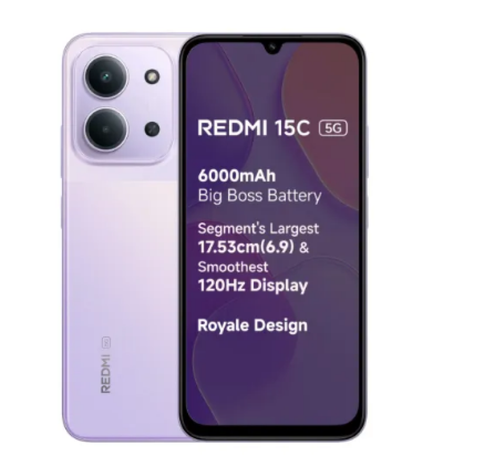 Image of Redmi Mobile 15C 5G (8GB RAM, 128GB Storage) | Dimensity 6300 | 6000mAh Battery | IP64 Rating | Purple