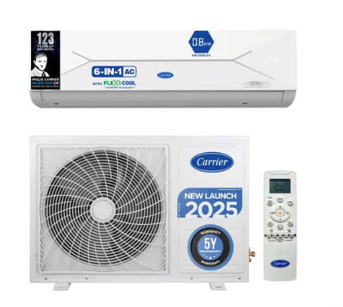 Carrier 15 Ton 5 Star Flexicool Inverter Split AC with Wifi Copper 6 in 1 Convertible HD and PM 25 Filter White 2025 Model