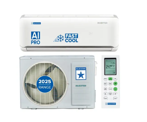 Bluestar 1 Ton 3 Star Inverter Split AC AI Pro Turbo Cool 5-in-1 Convertible Cooling 4-Way Swing HEPA Anti-Microbial FilterID312NNU White 2025 Model