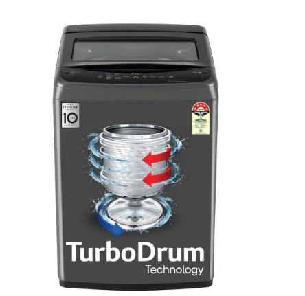LG 8 Kg Fully Automatic Top Load Washing Machine with TurboDrum  Auto Pre Wash  Auto Restart  Smart Diagnosis  Waterfall Circulation T80VBMB1Z Middle Black