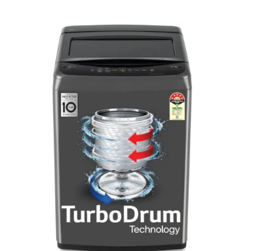 Image of LG 7.5 Kg 5 Star Fully Automatic Top Load Washing Machine | Smart Inverter Technology | TurboDrum | Auto Pre Wash | Smart Diagnosis (T75VBMB1Z, Middle Black)