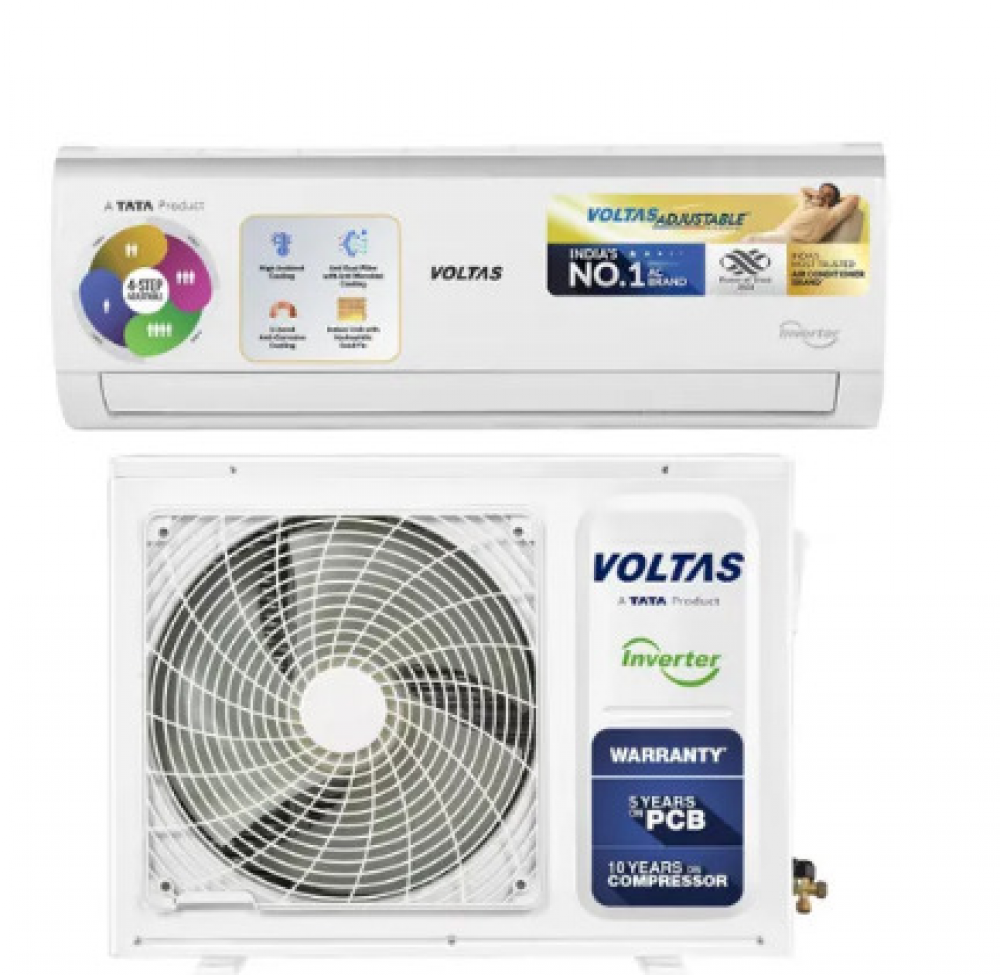 Image of Voltas 2 Ton 3 Star Inverter Split AC | 100% Copper | 4 in 1 Adjustable Cooling | Anti Dust Filter | Low Noise Level (243V Vectra Elite, White)