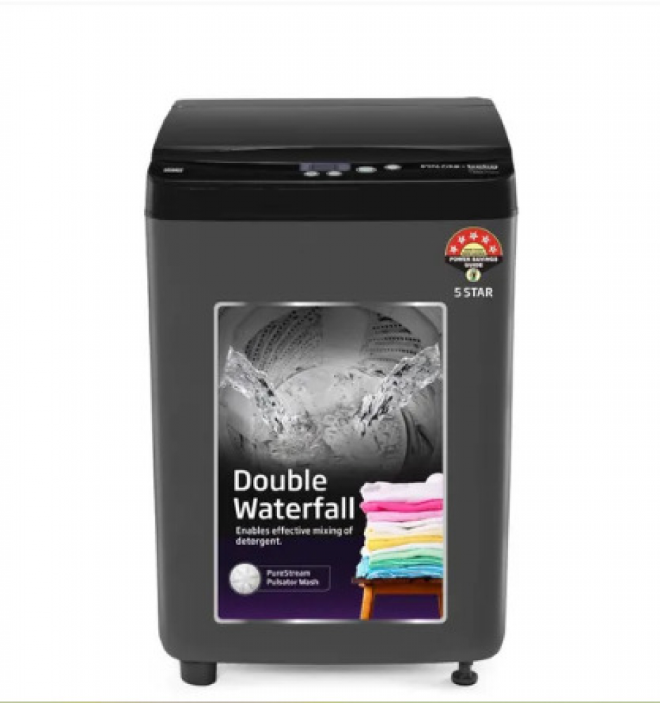 Image of Voltas Beko 7 Kg 5 Star Fully Automatic Top Load Washing Machine with Double Waterfall | 4 Wash Programs | Purestream Pulsator (WTL7004UEA)