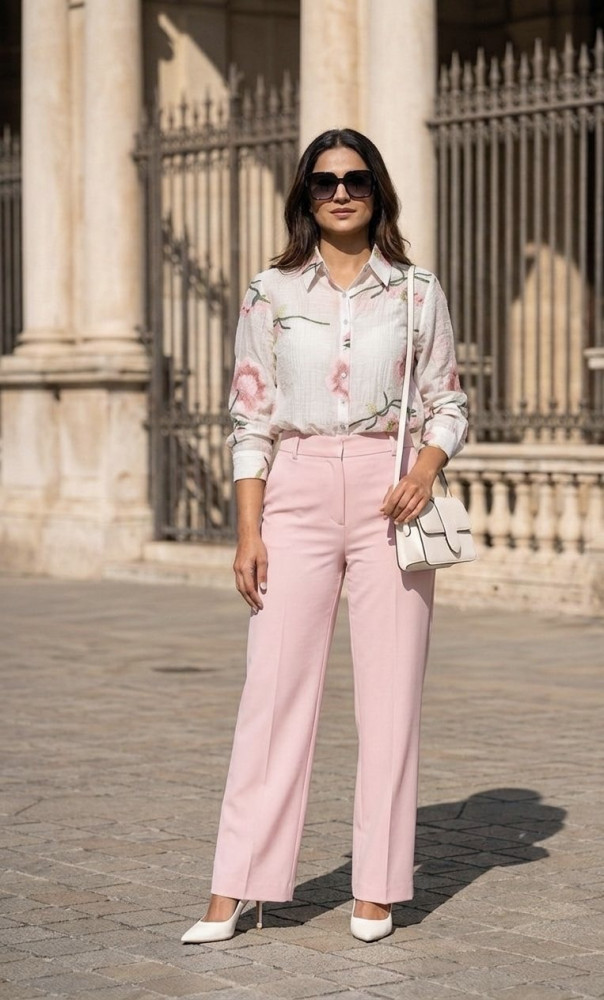 Image of Crushed cotton fully embroidered shirt