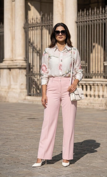 Crushed cotton fully embroidered shirt