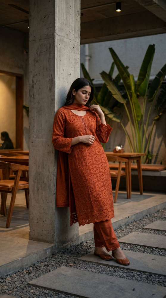 Image of Pure cotton hakoba kurta set
