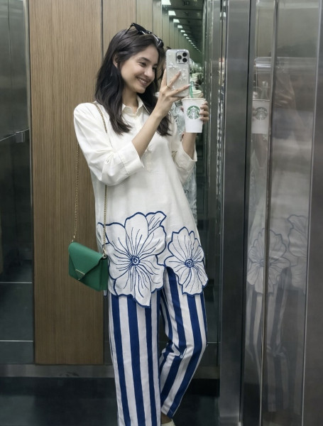 Pure cotton embroidered co-ord set