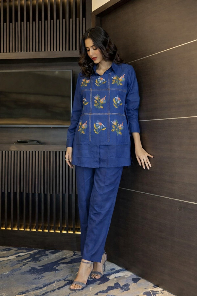 Image of Pure cotton cross stitch Co-ord set